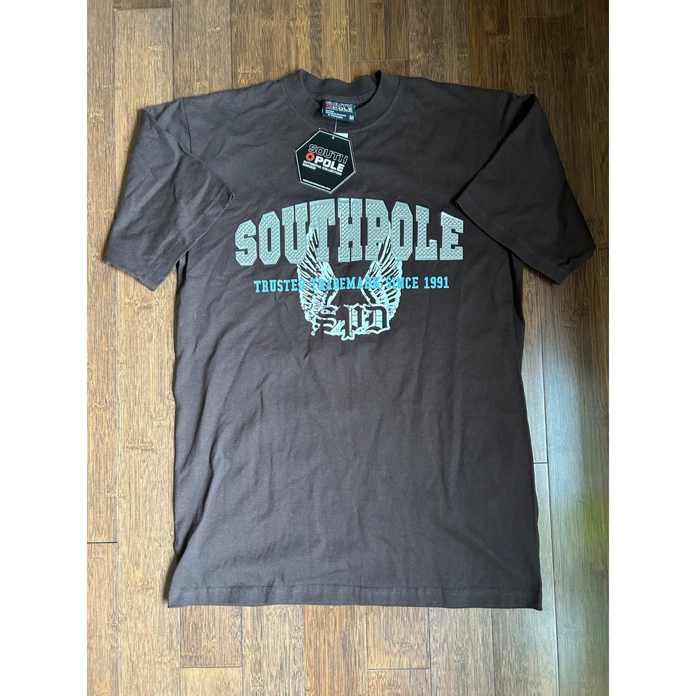 NWT Y2K Southpole Mens Brown Graphic T-Shirt Wings Logo Size M streetwear skater
